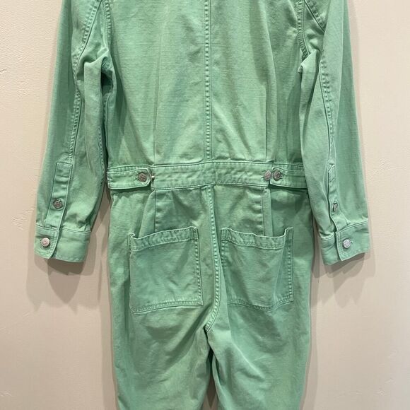Madewell Garment-Dyed Relaxed Coverall Jumpsuit Pale Evergreen - Size: Small - Picture 11 of 13